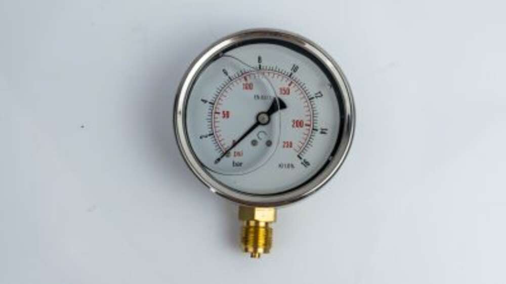 Манометр 100R16.MGE GLYC.P.G.SS CASE D:100 0/16 BAR+PSI 1/2"BSPP BOTTOM