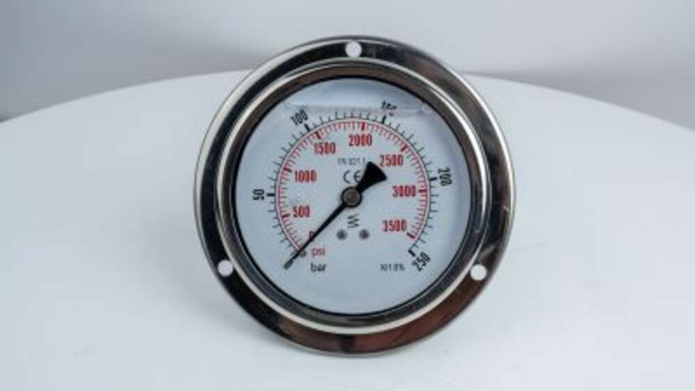 Манометр 100F250.MGE GLYC.P.G.SS CASE D:100 0/250 BAR+PSI 1/2" BSPP BACK+FLANGE