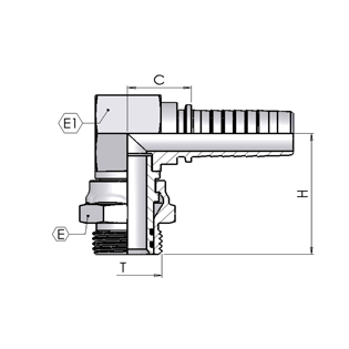 SAE OR BOSS поворотний 1.1/16″ 90* DN 19