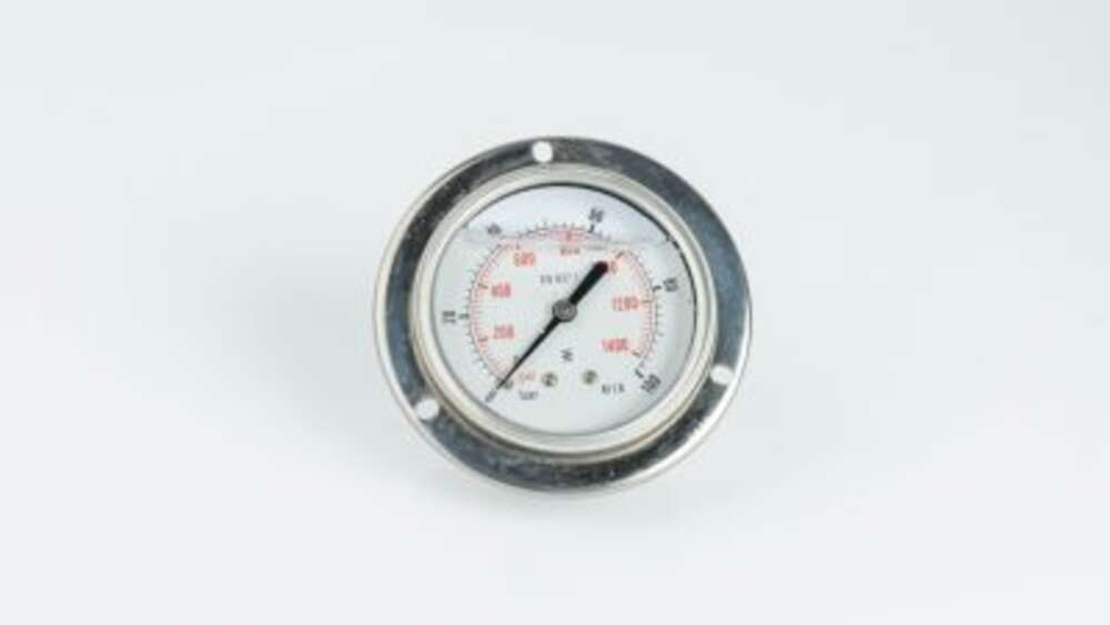 Манометр 63F100.MGE GLYC.P.G.SS. CASE D:63 0/100 BAR+PSI 1/4"BSPP BACK+FLANGE