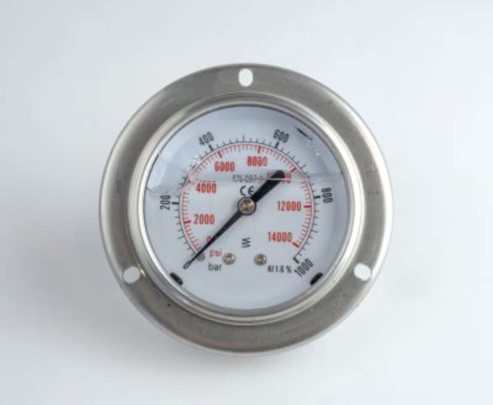 Манометр 63F1000.MGE GLYC.P.G.SS. CASE D:63 0/1000 BAR+PSI 1/4"BSPP BACK+FLANGE