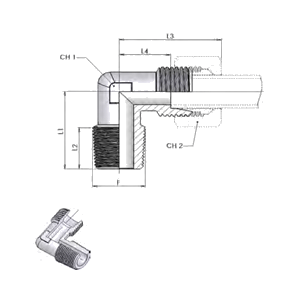 адаптер 90° METR-NPT 12 L / 3/8