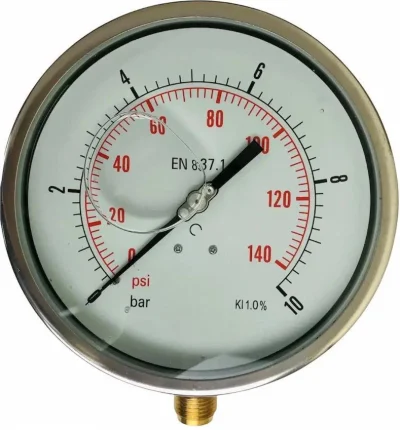 Манометр 150R400.MGE GLYC.P.G.SS. CASE D:150 0/400 BAR+PSI 1/2"BSPP BOTTOM